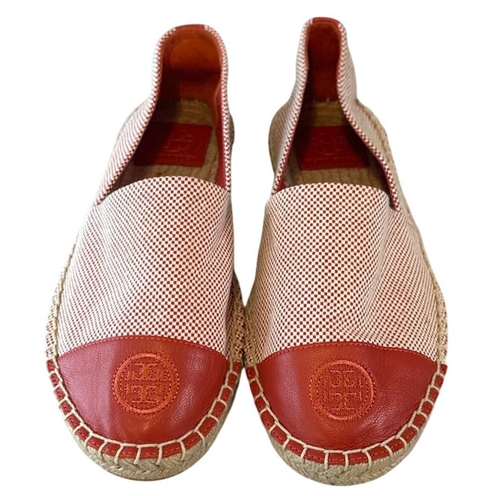 Tory Burch Red Check Espadrilles 8 Colorblock